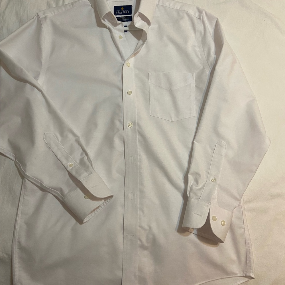 Stafford White Dress Shirt Classic Long Sleeve